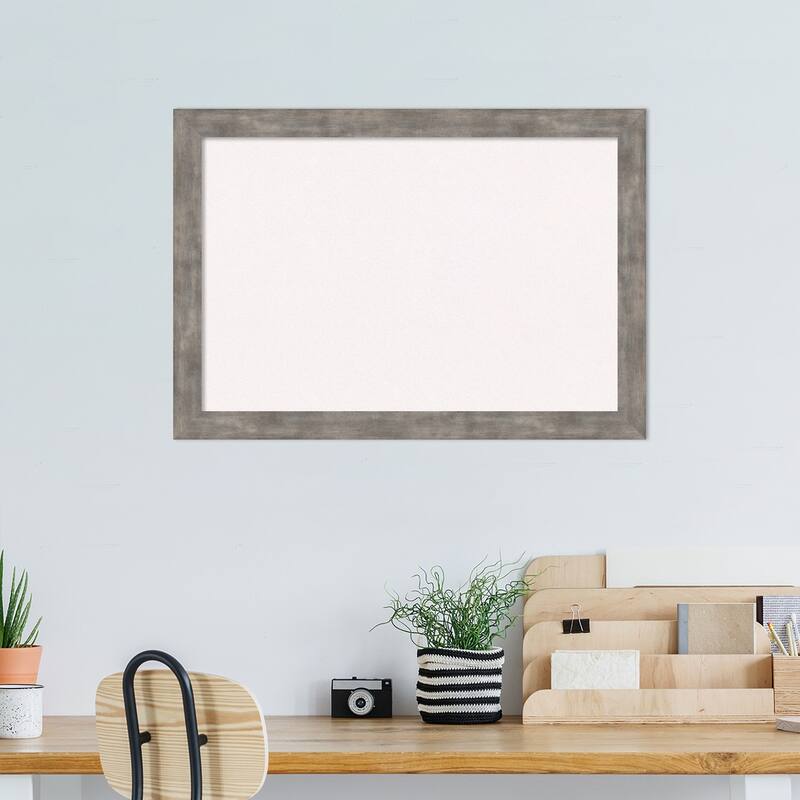 Marred Wood Framed White Corkboard Bulletin Board