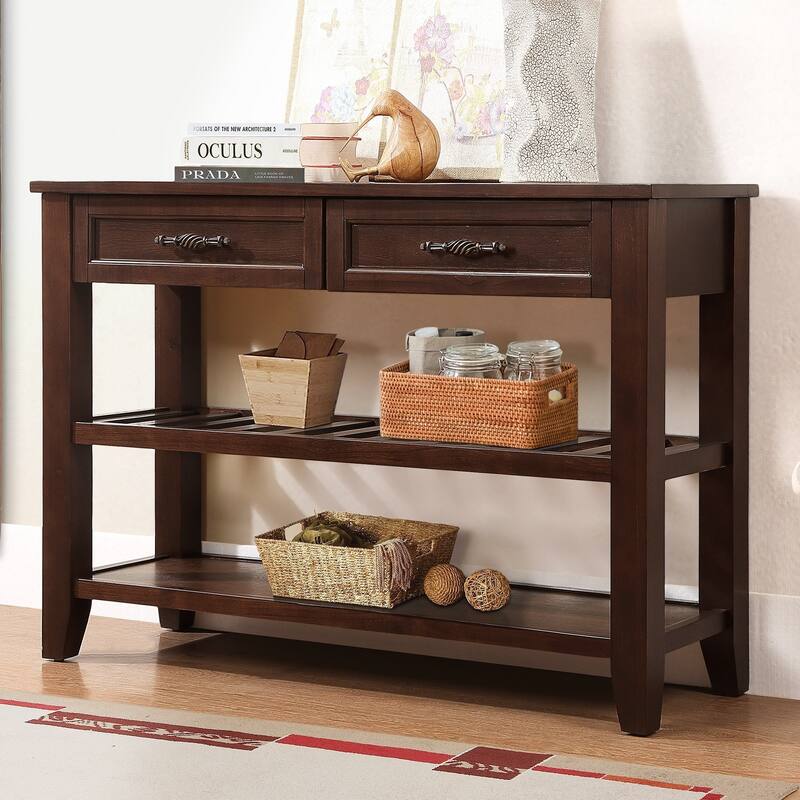 Furniture of Antique Solid Wood 3-drawer Sofa Console Table