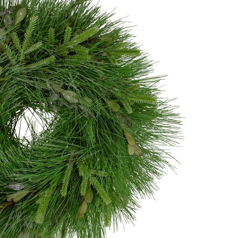 Green Swirled Christmas Wreath Embellished in Glitter 12-Inches - 12"