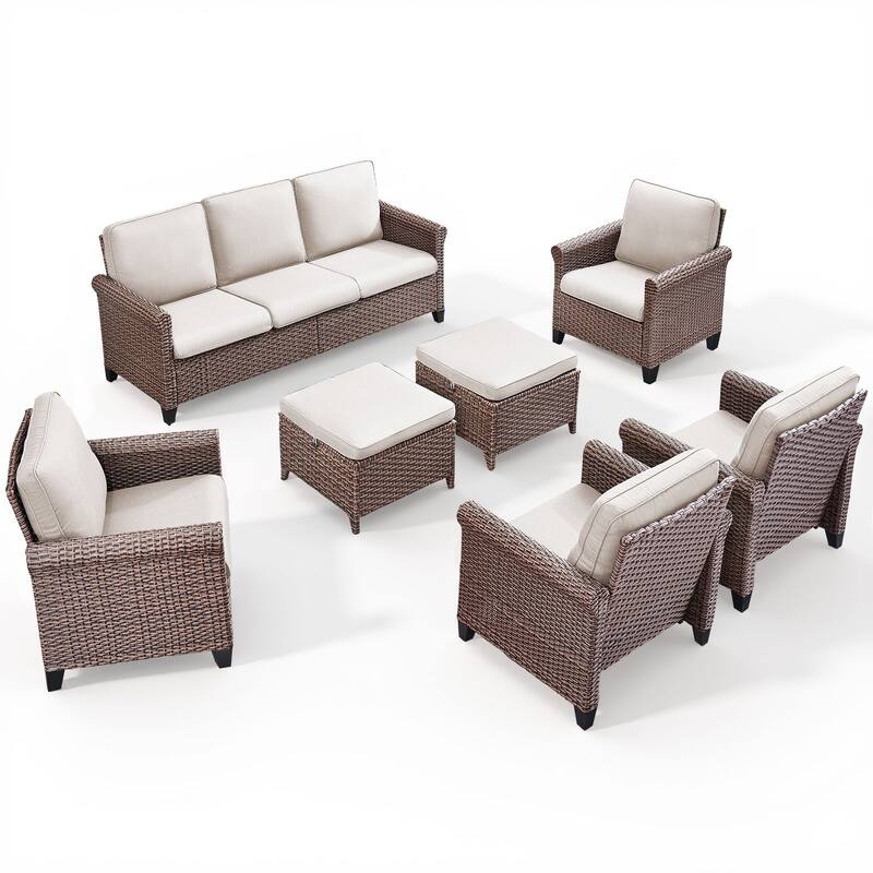 Pocassy Outdoor Sofa Swivel Chairs Patio Chair Funiture Set