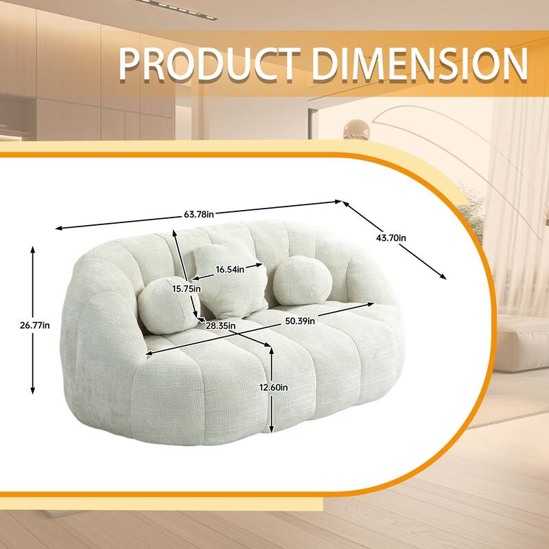 Chenille Upholstered Durable Comfort Lounger Bean Bag Lazy Sofa