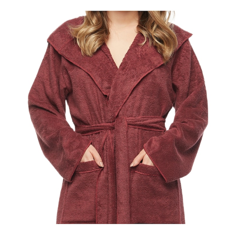 Women's Angel Stlyle Robe Ankle Long Hooded Turkish Cotton Bathrobe