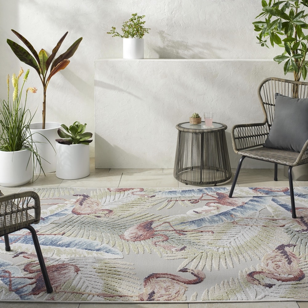 Livabliss Lakeside Tropical Floral Outdoor Area Rug
