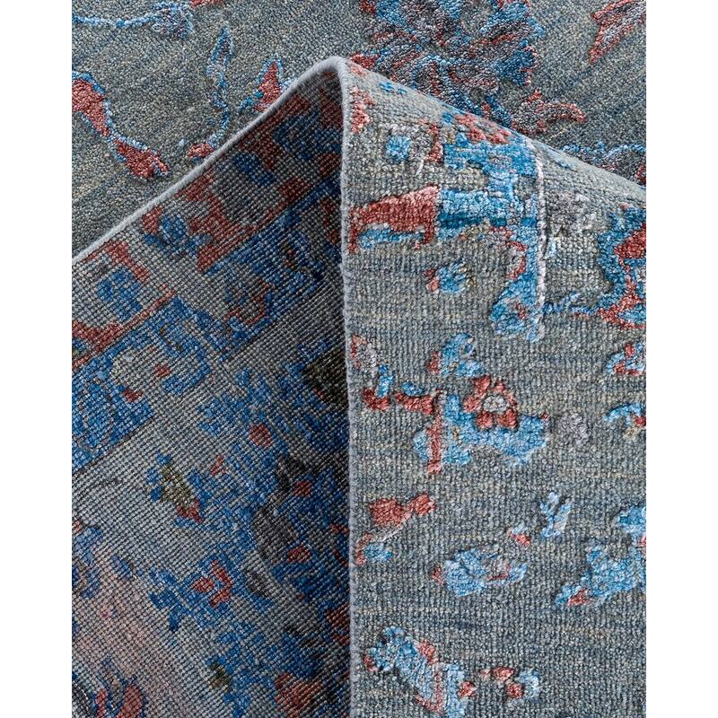 Ikat One-of-a-Kind Hand-Knotted Area Rug - Gray, 9' 0" x 12' 1" - 9' 0" x 12' 1"