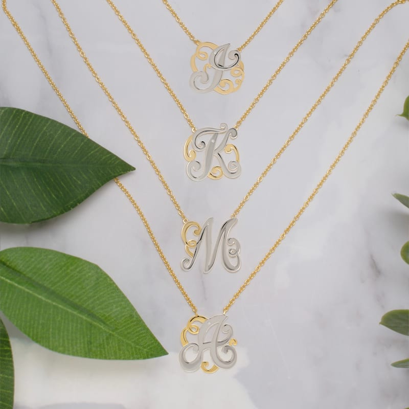 Victoria Townsend Yellow Gold Plate /.925 Sterling Silver Diamond Accent Initial Necklace
