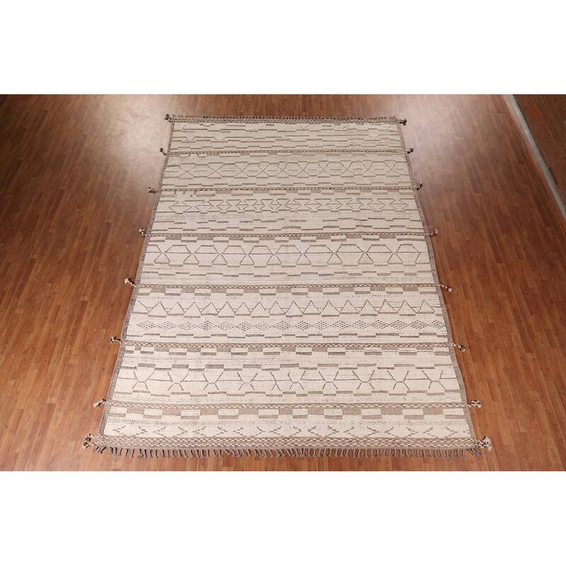 Moroccan Oriental Large Area Rug Hand-Knotted Abstract Wool Carpet - 10'1"x 13'9"