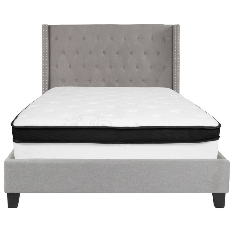Tufted Upholstered Platform Bed w/ Memory Foam Pocket Spring Mattress
