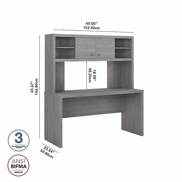 dimension image slide 3 of 5, Echo 60W Credenza Desk with Hutch from Office by kathy ireland®