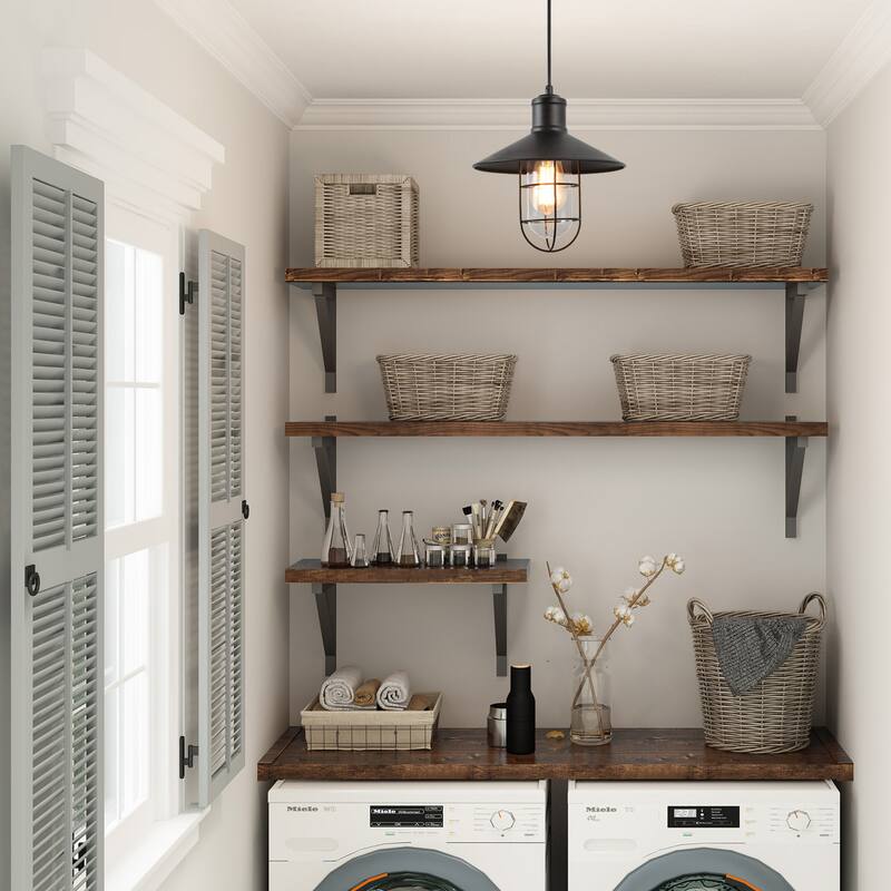Modern Farmhouse Black 1-Light Pendant Cage Barn Light