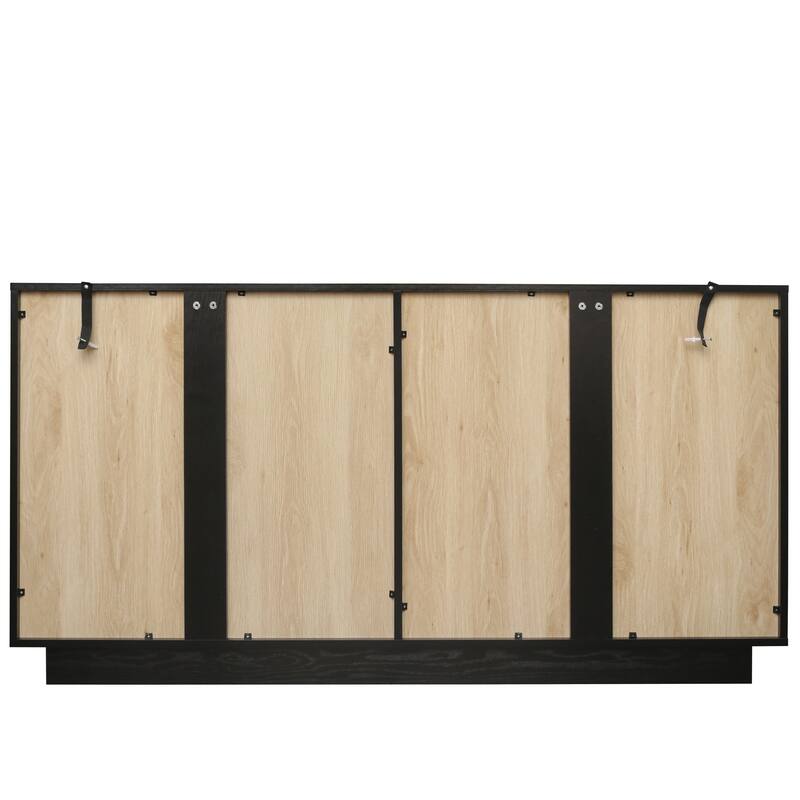 Display Cabinet Storage Cabinet Buffet Sideboard with Acrylic Door & Adjustable Shelves, Black Display Case TV Console Table