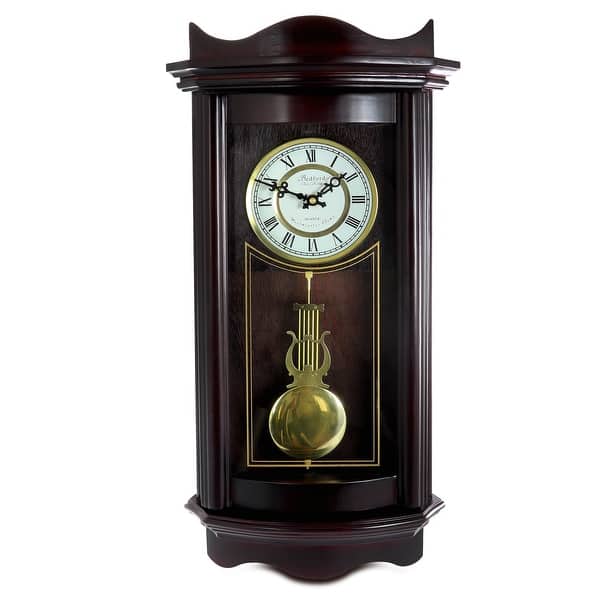 Bedford Clock Collection 25 Inch Deco Chiming Wall Clock with Pendulum