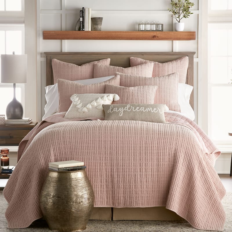 Mills Waffle Blush Full/Queen Quilt Set - Levtex Home - Twin - Twin XL