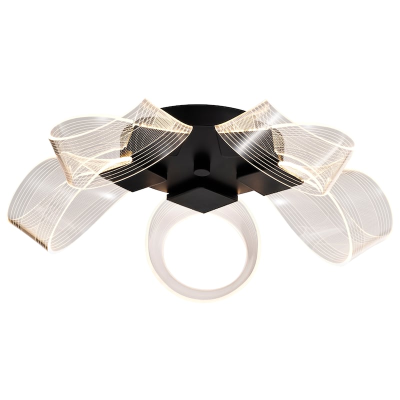 Barnett - 21 Inch LED Flush Mount - Matte Black - Silk Screened Acrylic Lens
