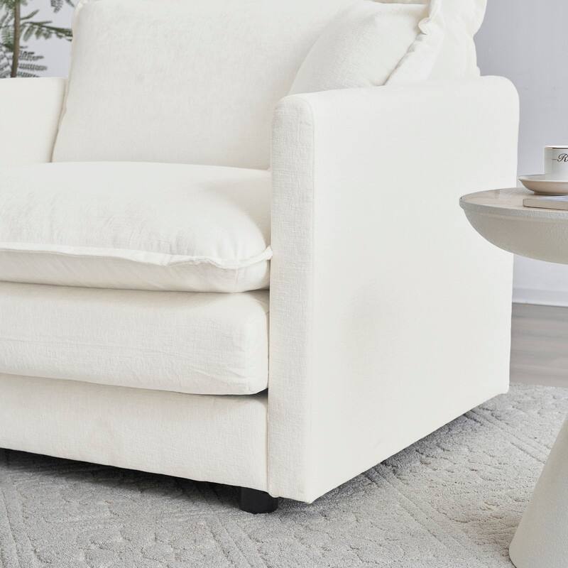 Modern Accent Chair with Ottoman, Living Room Club Chair Chenille Upholstered Armchair , Reading Chair for Bedroom