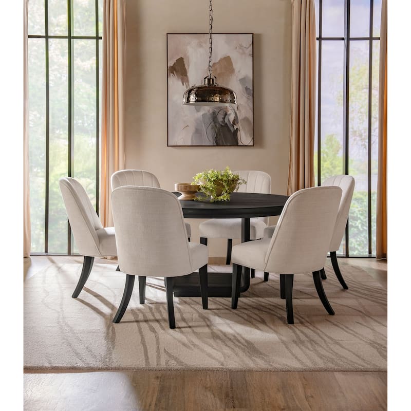 Leandro Round Dining Table Set Burnished Black