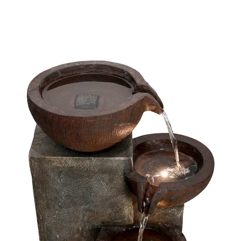 39.7in High Outdoor Water Fountain with LED Lights for Home Art Decor
