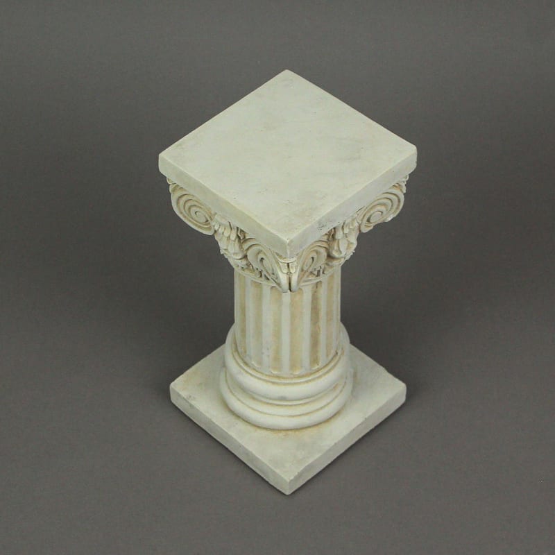 Antique White Solid Concrete Roman Ionic Column Pedestal 8.25 Inch - 8.25 X 4 X 4 inches