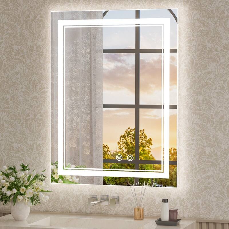 KEONJINN LED Lighted Bathroom Vanity Mirror 3 Colors Lights Wall Mirror - 24x32