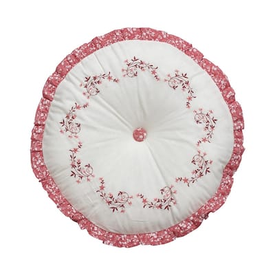 Caroline Embroidered Round Decorative Pillow