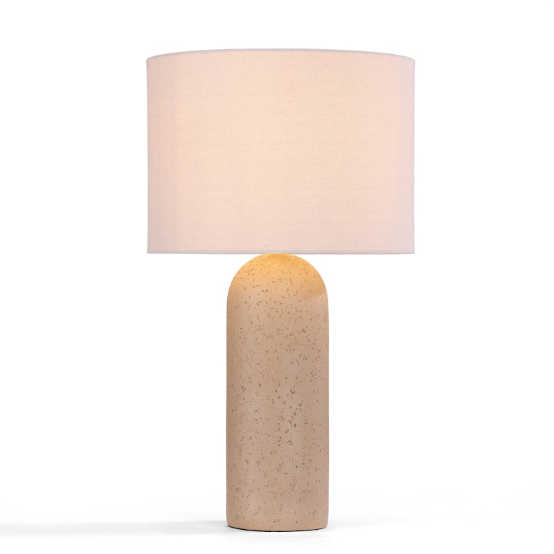 26" Painted Ceramic Accent Table Lamp with Drum Linen Shade