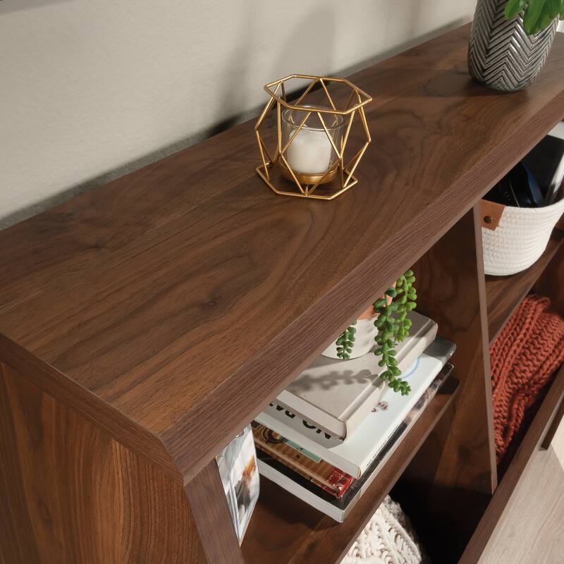 Engineered Wood Mid-Century Modern Bookcase, Brown - 40.91"W x 14.41"D x 32.17"H