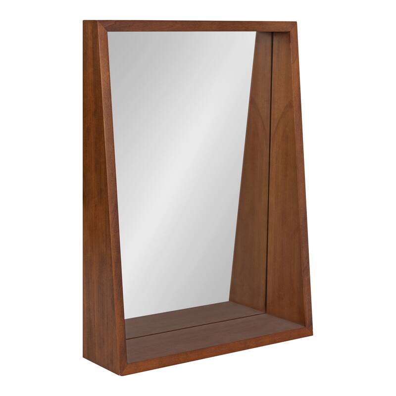 Kate and Laurel Hutton Wood Framed Wall Mirror with Shelf - 18x24 - Walnut Brown