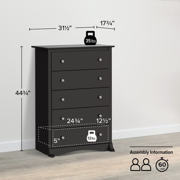 dimension image slide 1 of 2, Sonoma Transitional Black Laminate 5-drawer Chest