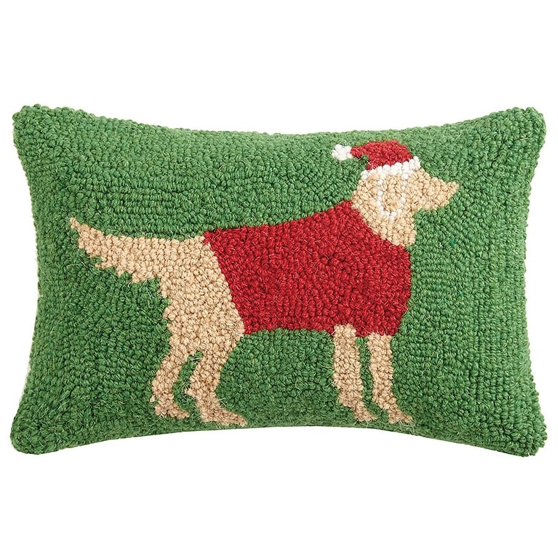 Christmas Golden Retriever Wool Hook Pillow