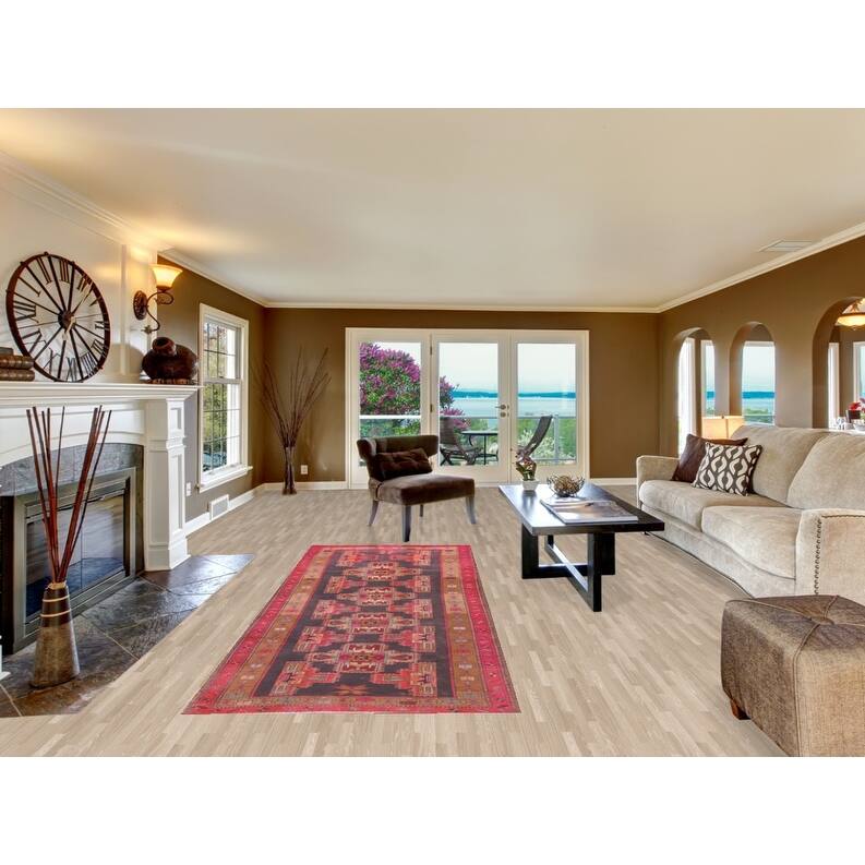 Hand Knotted Oriental 100% Wool Carpet Traditional Geometric Greys & Charcoal Meshkin Runner Rug - 10' 3'' X 3' 10''