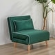 preview thumbnail 1 of 9, Velvet Sleeper Chair - 3-Position Backrest, Converts to Bed in 10 Sec, Includes Pillow Space-Saving Sleeper sofa. Green