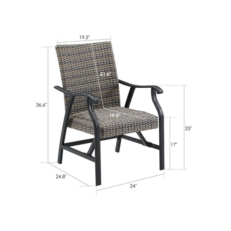 Outdoor Dining Chairs Patio Wicker Padded Rocking Motion Arm Chairs
