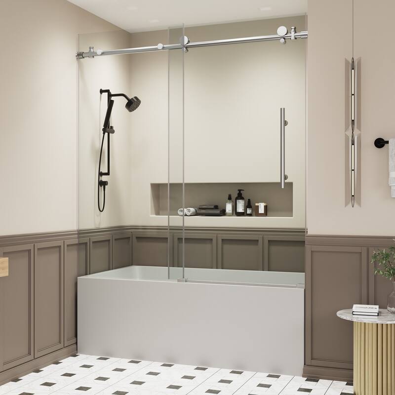 60"W x 59"H Single Sliding Glass Tub Door