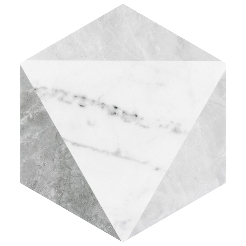 Merola Tile Classico Carrara Hexagon Peak 7" x 8" Porcelain Floor and Wall Tile