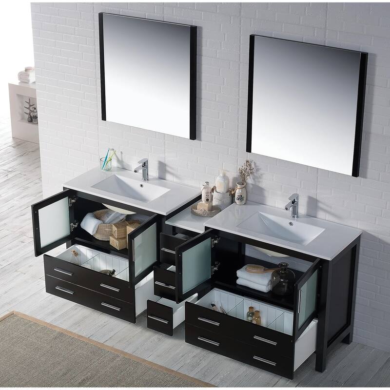Blossom Sydney 84" Solid Wood Double Sink Bathroom Vanity with Cabinet