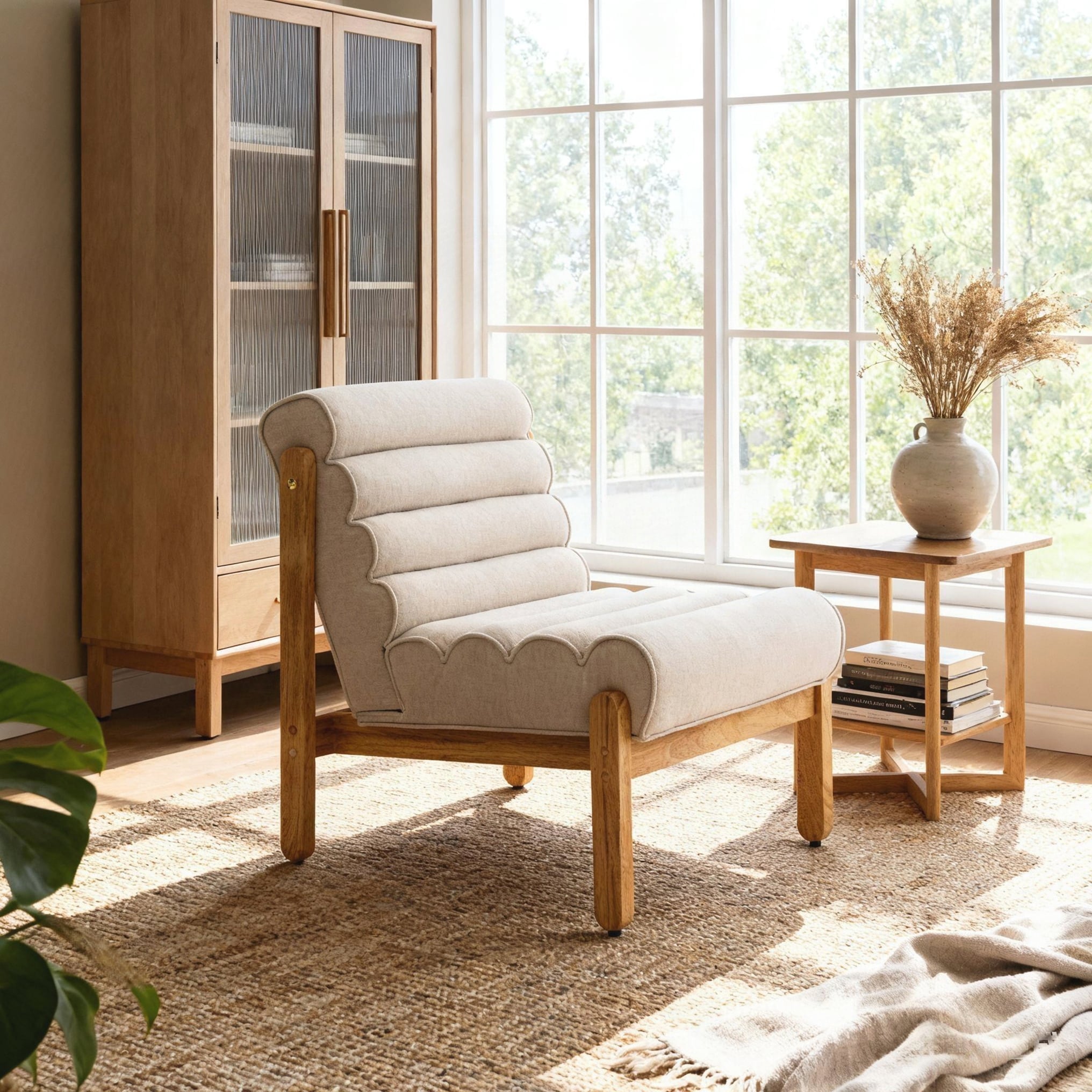 Accent Chair with Solid Wood Frame