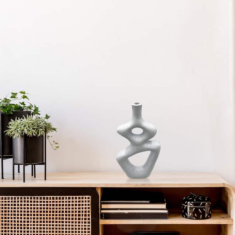 12 Inch Tall Decorative Handmade Aluminum Gourd Flower Vase