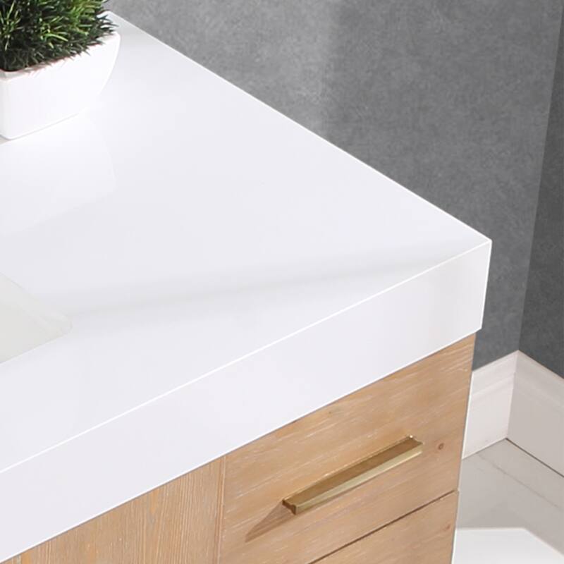 Altair Bianco Bath Vanity with White Composite Stone Top,no Mirror