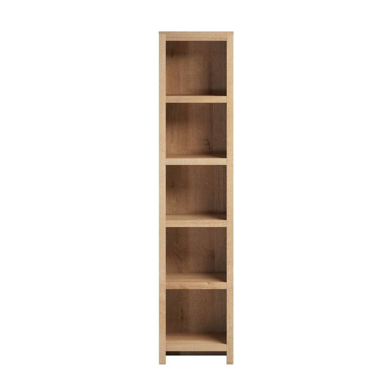 Prepac Moda 80" H 5-Tier Narrow Bookcase, Modern Storage Accent Bookshelf with 3 Adjustable Shelves for Home Office, Living Room