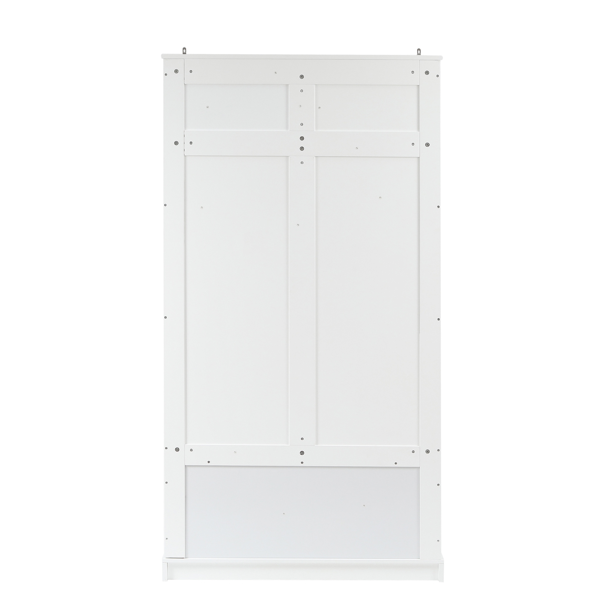 White MDF Wood Hall Tree with Storage Bench - 70.87" H x 37.8" W x 13.39" D