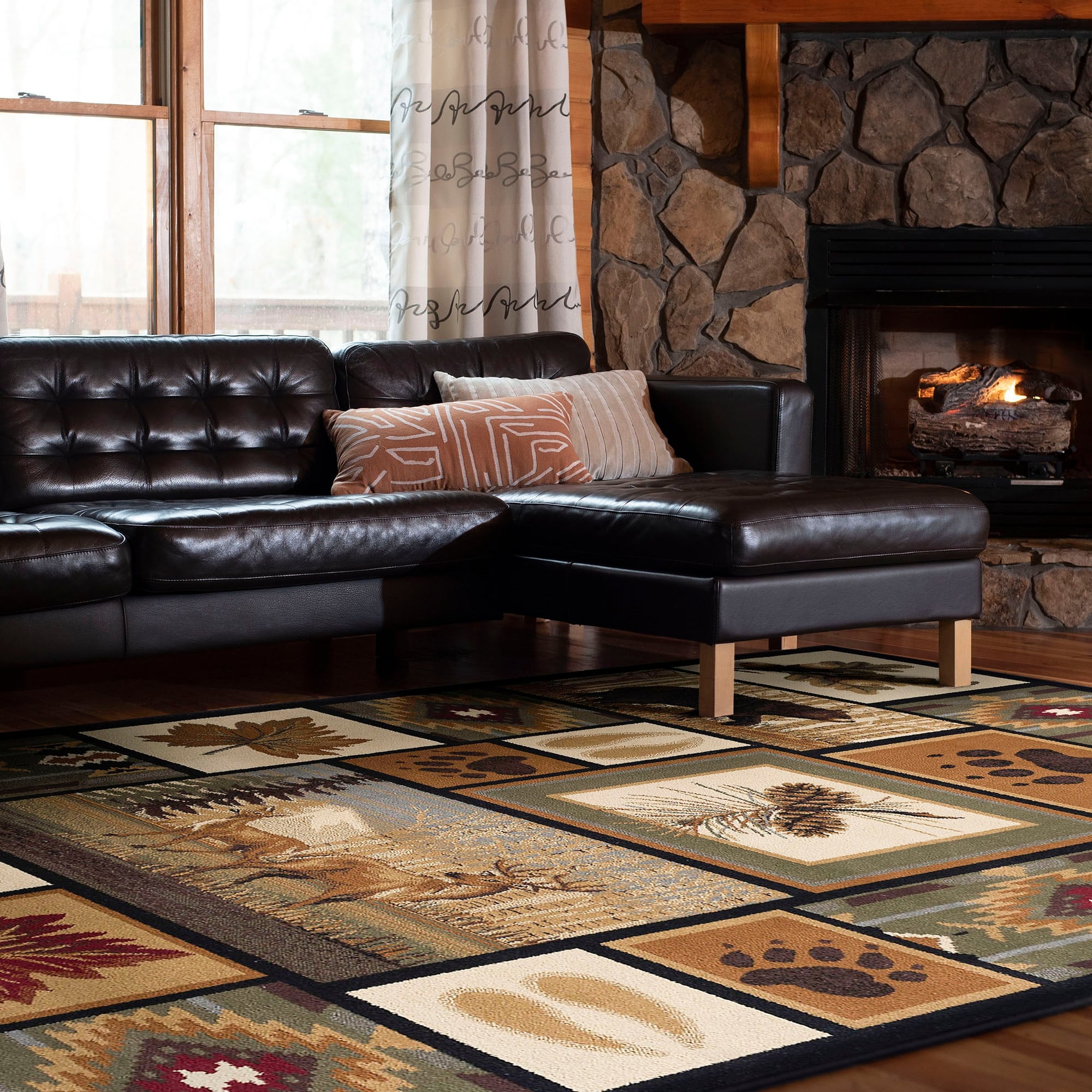 Natural Lodge Novelty Graphic Indoor Area Rug