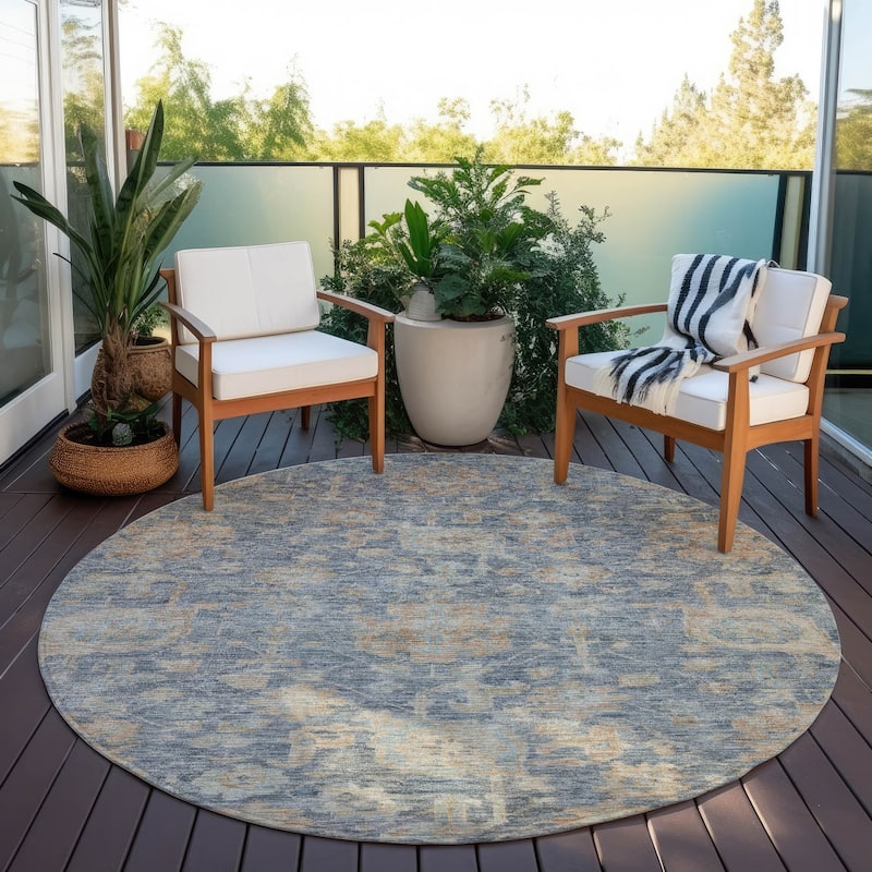 Machine Washable Indoor/ Outdoor Vintage Traditional Chantille Rug