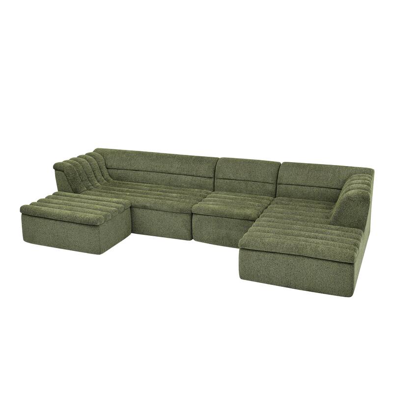 Modular Sectional Sofa with Chaise,Chenille Upholstered Boneless Couches,No Pillows Included