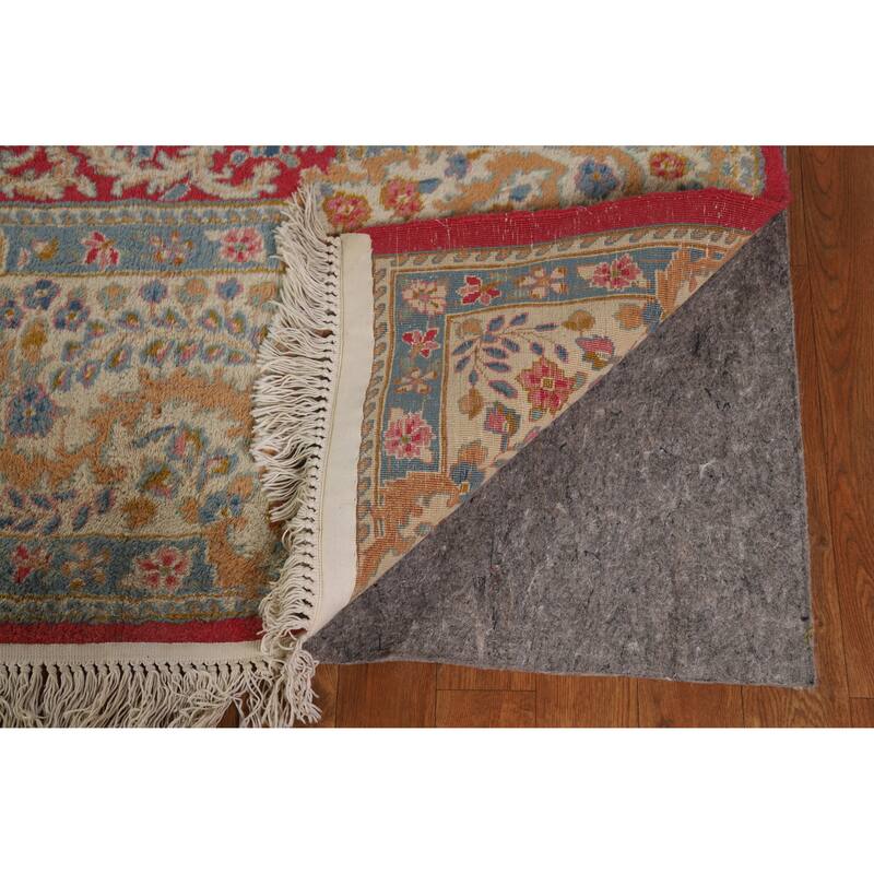 Hand Knotted Oriental 100% Wool Carpet Traditional Floral Pink Kerman Area Rug - 11' 11'' X 8' 6''