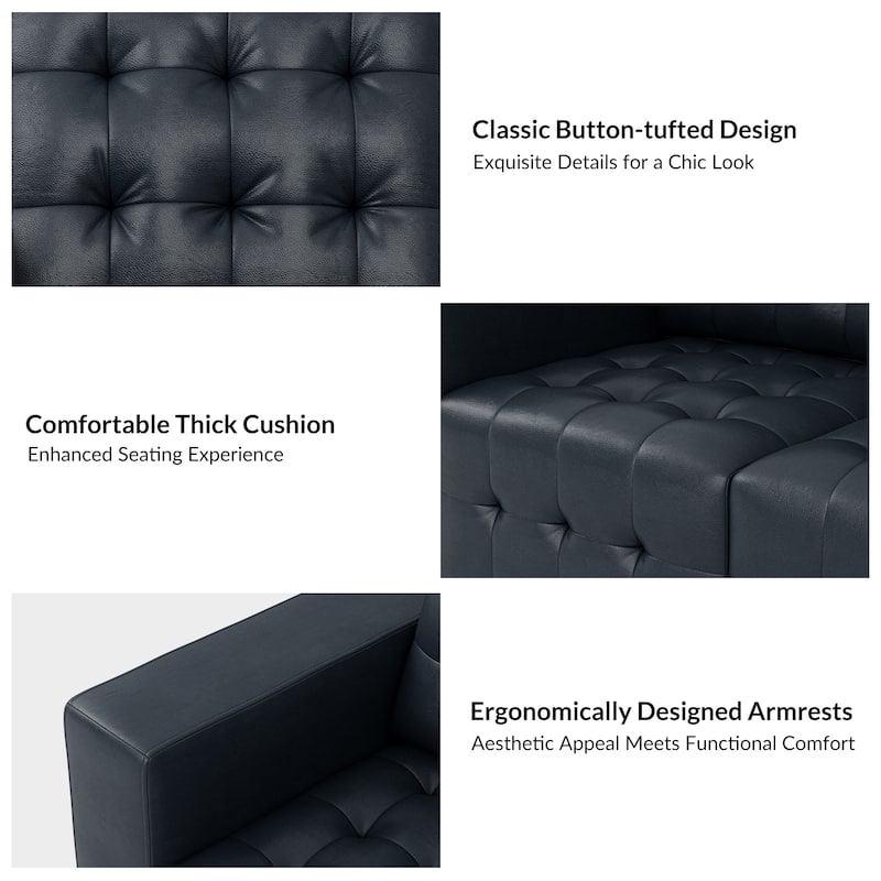 Aurora Genuine Leather Ottoman with Tufted Design by HULALA HOME