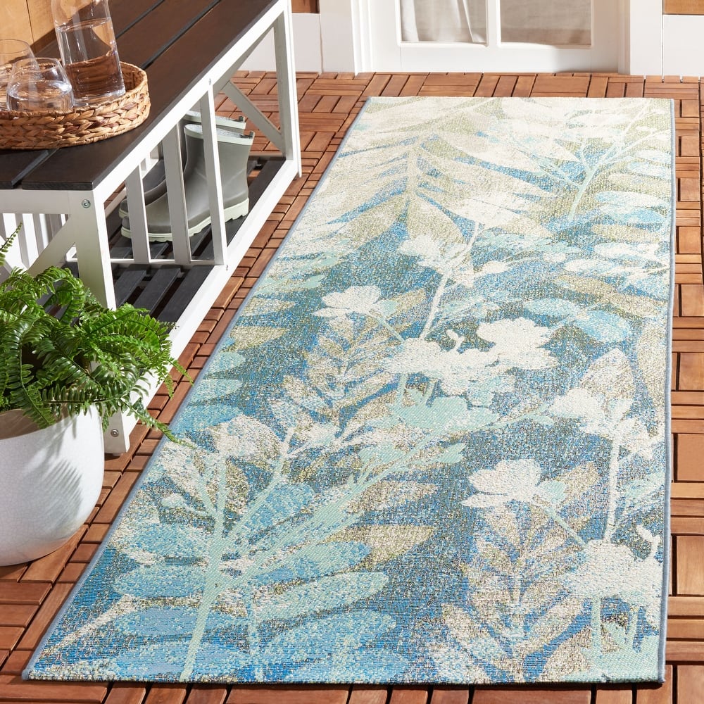 SAFAVIEH Barbados Didem Tropical Botanical Waterproof Patio Backyard Rug