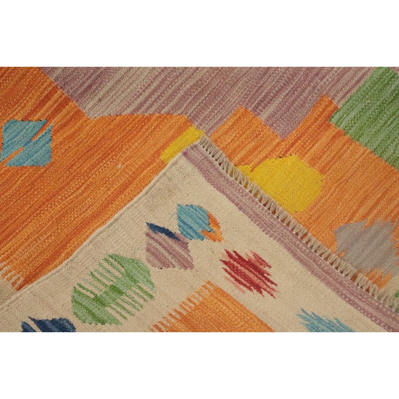 Hand Woven Oriental 100% Wool Carpet Southwestern Tribal Navy Blue & Blues Kilim Area Rug - 9' 8'' X 7' 10''