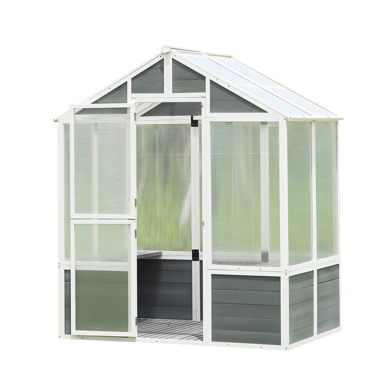 Greenhouse for Patio Backyard Lawn, Cold Frame Wooden Greenhouse Garden Shed for Plants - Wood/Glass