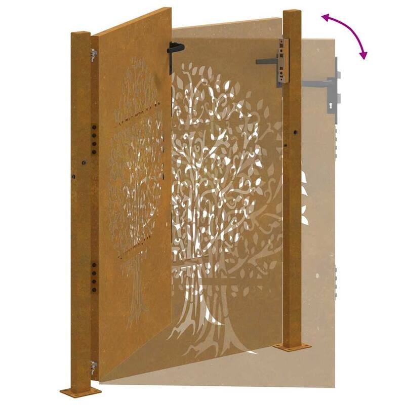 vidaXL Garden Gate Corten Steel Tree Design