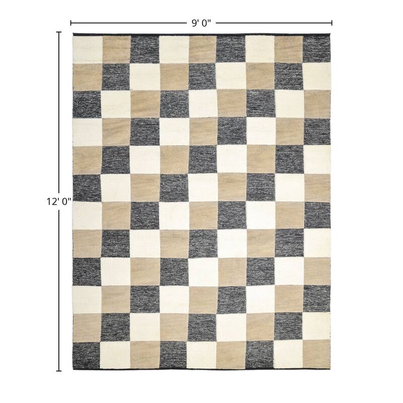 Overton Handmade Modern Contemporary Checkered Area Rug