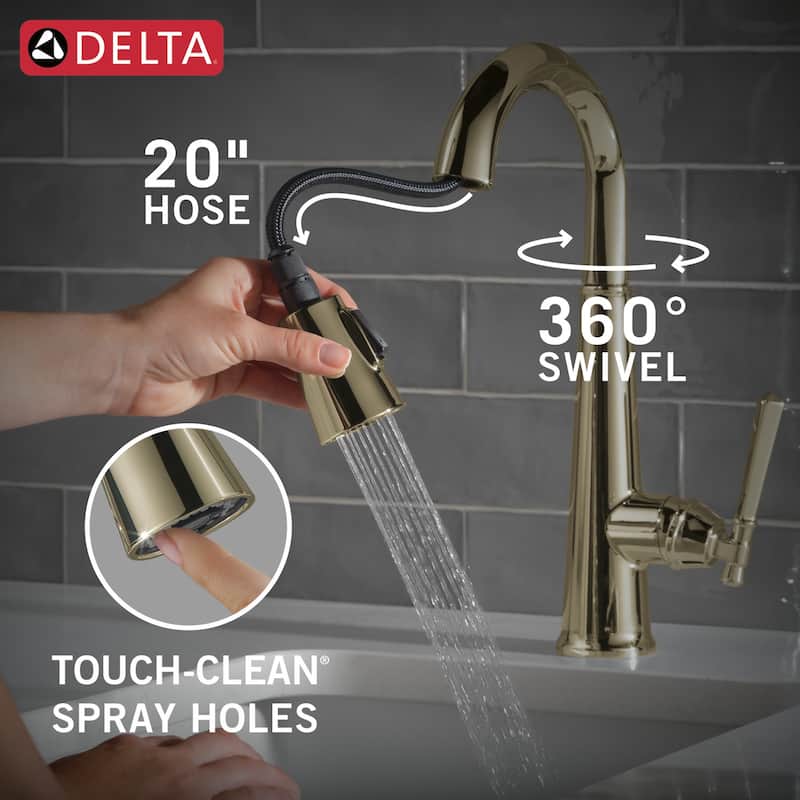 Delta Emmeline 1.8 GPM Single Hole Pull Down Bar/Prep Faucet with